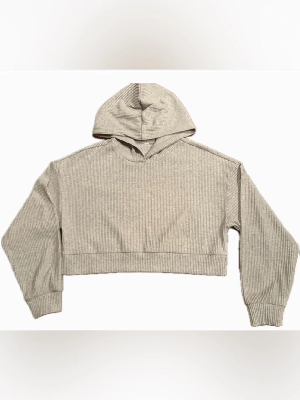 ALO Ribbed Cropped Hoodie Gray M